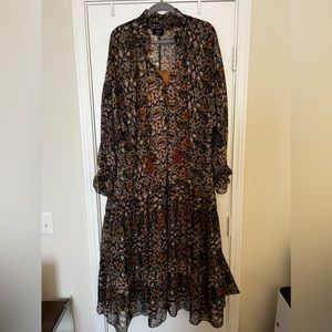 Blush orange boho floral maxi dress